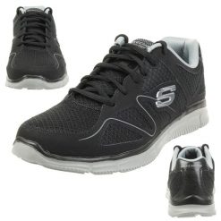 Buty do chodzenia męskie, Skechers Satisfaction. Czarne buty sportowe męskie Skechers, bez zapięcia, trekkingowe. Za 179.99 zł.