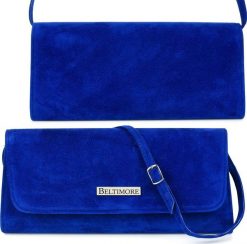 Beltimore Chabrowa Damska Torebka Kopertówka wieczorowa Beltimore W65. Niebieskie kopertówki damskie Beltimore, bez wzorów, wizytowe, bez dodatków. Za 87.99 zł.