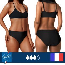 Dół menstruacyjnego stroju kąpielowego- duża chłonność. Czarne bikini damskie PLIM UNDERWEAR, m, bez wzorów. Za 149.99 zł.