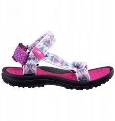 Hi-Tec Damskie sandały Martes essentials MERCHETO WO'S black/festival fuchsia/white/turquoise rozmiar 40. Białe sandały damskie Hi-tec, bez wzorów, bez obcasa, bez zapięcia. Za 69.98 zł.