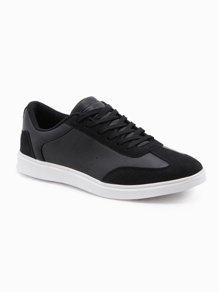 Casualowe buty męskie sneakersy OLDSCHOOL – czarne V2 - Rozmiar: 40. Czarne buty sportowe męskie Ombre Clothing, z gumy, bez zapięcia. W wyprzedaży za 79.99 zł.