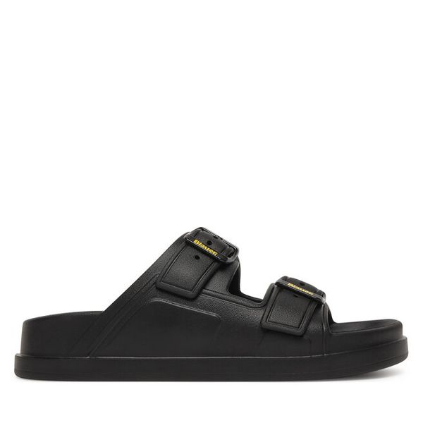 Klapki Blauer. Czarne klapki damskie Blauer, bez wzorów, bez obcasa. Za 199.99 zł.