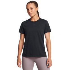 Under Armour W BRANDED SS Koszulka damska. Czarne koszulki sportowe damskie Under Armour, l, bez wzorów, z bawełny, bez kołnierzyka, bez ramiączek. Za 62.99 zł.