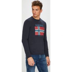 Napapijri - Longsleeve. Szare bluzki z długim rękawem męskie marki Napapijri, z nadrukiem, z bawełny, z okrągłym kołnierzem. Za 219.90 zł.
