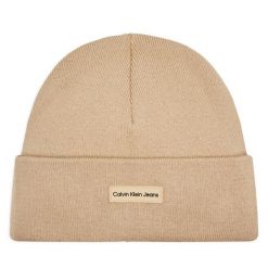 Czapka Calvin Klein Jeans. Brązowe czapki i kapelusze męskie Calvin Klein Jeans, na zimę, bez wzorów, z jeansu. Za 199.99 zł.