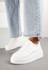 Białe Sneakersy Klasyczne Tenisówki na Grubej Podeszwie z Koturnem Adessia. Białe obuwie sportowe damskie Renee, bez wzorów, z jeansu, eleganckie, bez zapięcia. Za 74.99 zł.