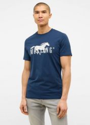 Męski T-Shirt Mustang Style Austin Dress Blues 1016492 5334. T-shirty męskie Mustang, m, bez wzorów, bez kołnierzyka. Za 79.99 zł.