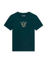 Guess T-Shirt L6YI25 K3764 Zielony ciemny Regular Fit. Zielone t-shirty dla chłopców Guess, z aplikacjami, z bawełny, bez ramiączek. Za 114.99 zł.