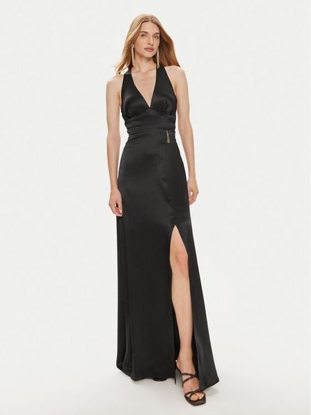 Fracomina Sukienka wieczorowa FQ24SD3024W45101 Czarny Slim Fit. Czarne sukienki damskie Fracomina, xl, bez wzorów, z wiskozy, wizytowe, bez kołnierzyka, bez ramiączek. Za 589.00 zł.