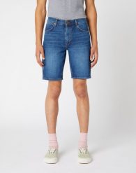WRANGLER 5 POCKET SHORT MĘSKIE SZORTY SPODENKI GAME ON W14CT112E 112126628. Niebieskie szorty męskie Wrangler, m, bez wzorów, z jeansu. Za 169.99 zł.