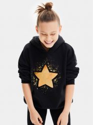 Desigual Bluza 23WGSK02 Czarny Regular Fit. Czarne bluzy dla dziewczynek Desigual, bez wzorów, z bawełny, bez ramiączek, bez kaptura. Za 169.99 zł.