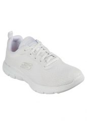 Obuwie Damskie do Spacerowania Skechers Flex Appeal 4.0 Brilliant Biały. Białe obuwie sportowe damskie Skechers, bez wzorów, z materiału. Za 358.91 zł.