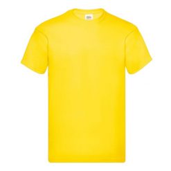 Oryginalna Koszulka Męska. Żółte koszulki sportowe męskie Fruit of the Loom, m, bez wzorów, bez kołnierzyka, bez ramiączek, trekkingowe. Za 27.99 zł.