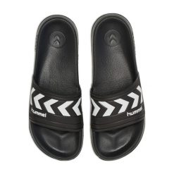 Buty do stepowania Hummel Larsen Slipper. Czarne klapki damskie Hummel, bez wzorów, sportowe, bez obcasa. Za 135.00 zł.