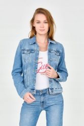 7 FOR ALL MANKIND Damska kurtka jeansowa, Rozmiar M. Niebieskie kurtki damskie 7 for all mankind, m, bez wzorów, z jeansu, bez kaptura. W wyprzedaży za 478.99 zł.