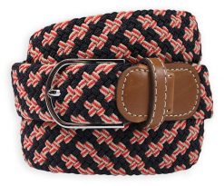 Granatowo-Beżowo-Czerwony Elastyczny Męski Pasek do Spodni, Casual -ALTIES- Parciany, Pleciony. Brązowe paski damskie Alties, bez wzorów, z elastanu, casualowe. Za 59.00 zł.