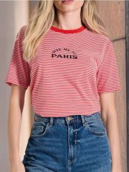 Koszulka w paski - czerwony. Czerwone t-shirty damskie Sinsay, l, bez wzorów, bez kołnierzyka. Za 29.99 zł.