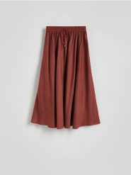 Spódnica midi z lyocellu - miedziany. Brązowe spódnice damskie Reserved, l, bez wzorów, z lyocellu, midi. W wyprzedaży za 79.99 zł.