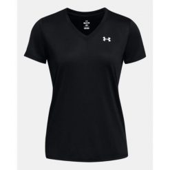 Koszulka treningowa damska Under Armour UA Tech V-Neck. Czarne obuwie sportowe damskie Under Armour, bez wzorów, na fitness i siłownię. Za 92.99 zł.