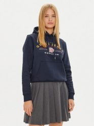Guess Jeans Bluza W4BQ20 KC811 Granatowy Regular Fit. Niebieskie bluzy damskie Guess Jeans, s, z aplikacjami, z bawełny, bez kaptura. Za 189.99 zł.