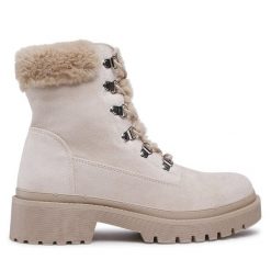 Trzewiki DeeZee. Brązowe botki damskie DeeZee, bez obcasa, na płaskiej podeszwie, bez zapięcia. Za 199.99 zł.