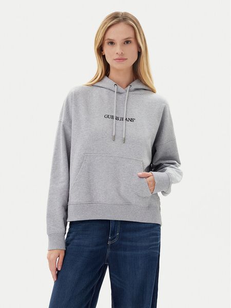 Guess Jeans Bluza W5RQ27 K68I4 Szary Oversize. Szare bluzy damskie Guess Jeans, m, z aplikacjami, z bawełny, bez kaptura. Za 179.99 zł.