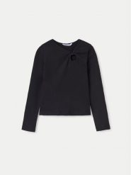 Mayoral Bluzka 7011 Czarny Regular Fit. Czarne bluzki dla dziewczynek Mayoral, bez wzorów, z bawełny, bez kołnierzyka, bez ramiączek. Za 99.99 zł.