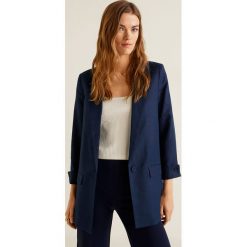 Mango - Żakiet Ele. Niebieskie żakiety damskie marki Mango, bez wzorów, z bawełny, eleganckie. Za 229.90 zł.