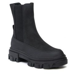 Sztyblety ONLY Shoes. Czarne botki damskie ONLY Shoes, bez obcasa, na płaskiej podeszwie, bez zapięcia. Za 289.99 zł.