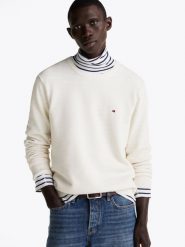 Tommy Hilfiger sweter Mężczyźni Bawełna biały, M. Białe swetry przez głowę męskie Tommy Hilfiger, m, bez wzorów, z bawełny, bez kołnierzyka. Za 409.95 zł.