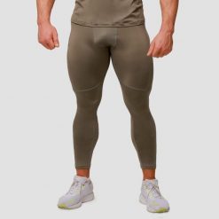 Legginsy męskie bieganie slim Pulse Vetiver. Zielone legginsy sportowe męskie GYMBEAM, m, bez wzorów, z elastanu, do biegania. Za 127.90 zł.