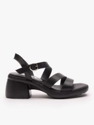 Czarne sandały ze skóry licowej. Czarne sandały damskie Ryłko, bez wzorów, ze skóry, bez obcasa, na platformie, bez zapięcia. Za 349.99 zł.