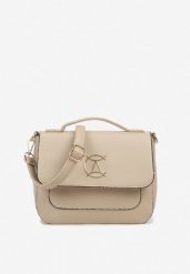 Beżowa Elegancka Torebka z Klapką z Metalową Klamerką Liorita. Brązowe torby na ramię damskie Renee, bez wzorów, eleganckie, bez dodatków. Za 79.99 zł.