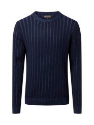 Finshley & Harding Męski sweter z dzianiny z wełną i kaszmirem Mężczyźni Sztuczne włókno niebieski wypukły wzór tkaniny, XXL. Niebieskie swetry przez głowę męskie Finshley & Harding, m, bez wzorów, z dzianiny, bez kołnierzyka. Za 499.95 zł.