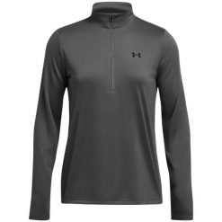 Bluza damska Under Armour Tech 1/2 Zip Solid. Szare bluzy sportowe damskie Under Armour, bez wzorów, na fitness i siłownię. Za 129.99 zł.