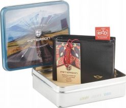 Peterson Skórzany portfel męski z ochroną kart zbliżeniowych Peterson NoSize. Brązowe portfele męskie Peterson, bez wzorów. Za 185.42 zł.