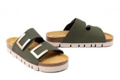 DR. BRINKMANN 700802-07 grun, klapki damskie. Zielone klapki damskie Dr. Brinkmann, bez wzorów, ze skóry, bez obcasa. Za 309.90 zł.