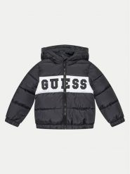 Guess Kurtka puchowa N4YL10 WGB60 Czarny Regular Fit. Czarne kurtki i płaszcze dla chłopców Guess, z aplikacjami, z puchu, bez kaptura. Za 339.99 zł.
