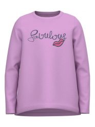 NAME IT Bluzka 13218897 Fioletowy Relaxed Fit. Fioletowe bluzki dla dziewczynek Name it, bez wzorów, z bawełny, bez ramiączek. Za 49.99 zł.