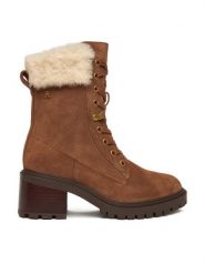 Tommy Hilfiger Trzewiki Th Shearling Lace Up Boot FW0FW08999 Brązowy. Brązowe kozaki damskie Tommy Hilfiger, ze skóry, bez obcasa, na słupku. Za 999.99 zł.