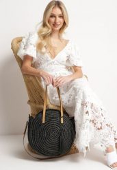 Czarna Okrągła Torebka Typu Shopper z Plecionki z Dodatkowym Paskiem Enirta. Czarne torebki shopper damskie Born2be, bez wzorów, eleganckie, bez dodatków. Za 99.99 zł.
