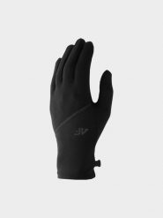 4F Rękawiczki dzianinowe Touch Screen uniseks - czarne M. Czarne rękawiczki damskie 4f, na jesień, bez wzorów, z dzianiny. W wyprzedaży za 39.99 zł.