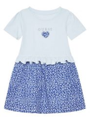 Guess Sukienka codzienna K6GK01 K6YW4 Niebieski Regular Fit. Niebieskie sukienki dla dziewczynek Guess, z aplikacjami, z bawełny, bez ramiączek. Za 179.99 zł.