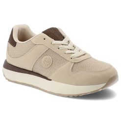 Sneakersy damskie Big Star, cholewka z połączenia materiałów tekstylnych i syntetycznych klasyczne wiązanie amortyzująca podeszwa, beżowe, TT274275. Brązowe półbuty damskie Big Star, bez wzorów, z materiału, klasyczne, bez obcasa, bez zapięcia. Za 143.90 zł.