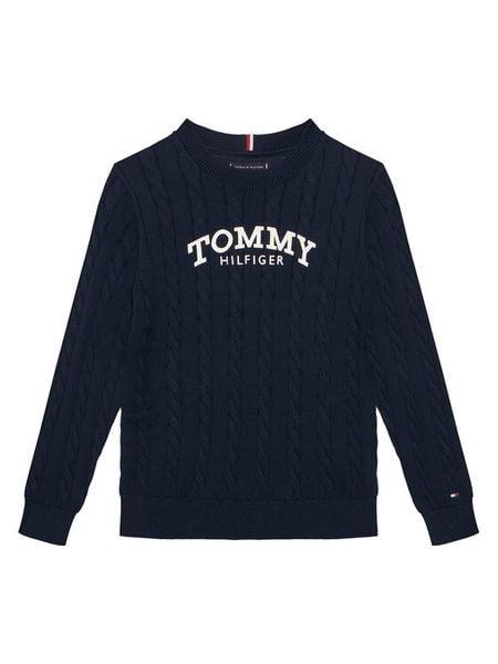 Tommy Hilfiger Sweter Graphic KB0KB10347 D Granatowy Regular Fit. Niebieskie swetry dla chłopców Tommy Hilfiger, bez wzorów, z bawełny, bez kołnierzyka, bez kaptura. Za 237.99 zł.