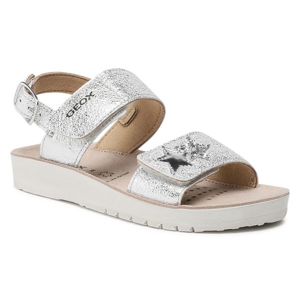 Sandały Geox. Szare sandały dziewczęce Geox, bez zapięcia. Za 139.99 zł.