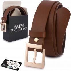 Beltimore Skórzany pasek damski do spodni sukienki brązowy skóra nat 3 cm Beltimore D67. Brązowe sukienki damskie Beltimore, bez wzorów, ze skóry, bez kołnierzyka, bez ramiączek. Za 54.99 zł.