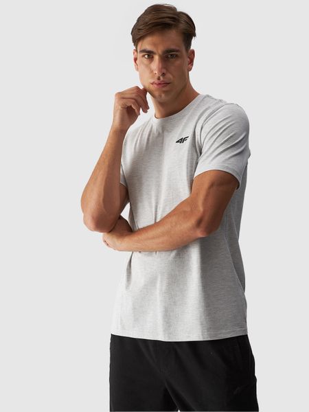 4F T-shirt regular gładki męski - szary XXL. Szare koszulki sportowe męskie 4f, m, bez wzorów, z bawełny, klasyczne, bez kołnierzyka. Za 49.99 zł.