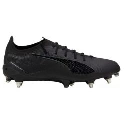 Buty piłkarskie PUMA Ultra 5 Ultimate MxSG. Czarne buty sportowe męskie Puma, bez zapięcia, do piłki nożnej. W wyprzedaży za 663.20 zł.