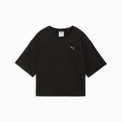 Koszulka damska Puma ESS ELEVATED RELAXED czarna 69181301 r XL. Czarne t-shirty damskie Puma, l, bez wzorów, z bawełny, eleganckie, bez kołnierzyka. Za 94.57 zł.
